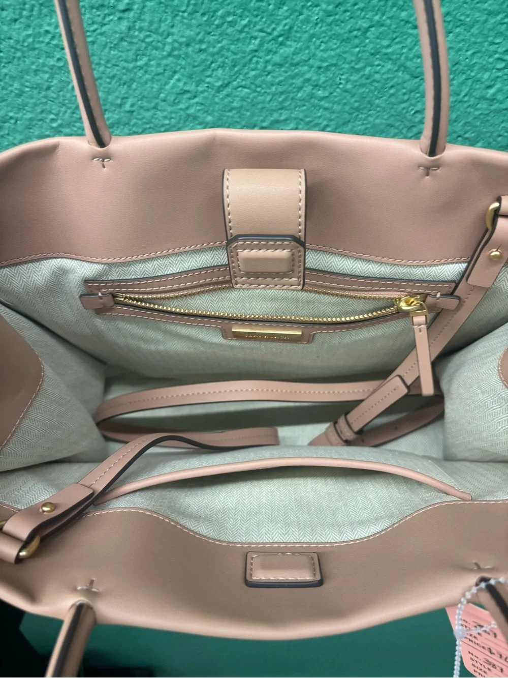 Tory Burch Blush Leather Logo Tote